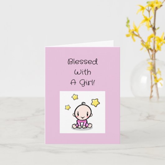 宗教的な赤ん坊の女の子は文字おめでとう カード (黄色い花)