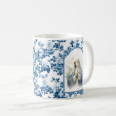 宗教的な青のフローラ賛美マザーメアリー コーヒーマグカップ (正面右)