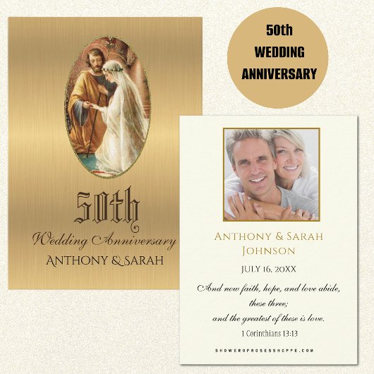 宗教的な50周年結婚記念日の祈りカード 名刺