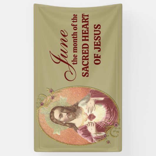 宗教的な6月イエスの聖なるハート 横断幕 (縦)
