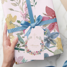 宗教的な プレティー フィールド フラワーズ ゴールド カラー ギフトタグ