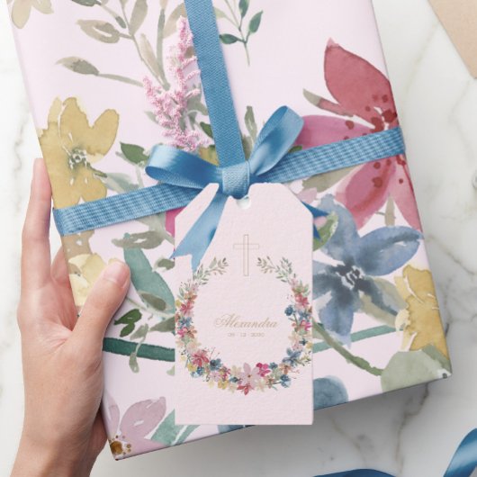 宗教的な プレティー フィールド フラワーズ ゴールド カラー ギフトタグ