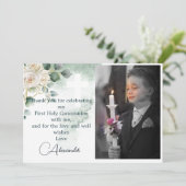 宗教的にありがとう写真金ゴールドバラ緑 招待状 (スタンド正面)