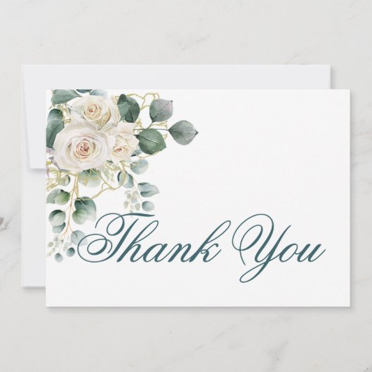 宗教的にありがとう写真金ゴールドバラ緑 招待状 (裏面)