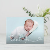 宗教的にカスタマイズ可能な洗礼男の赤ちゃん写真 サンキューカード (スタンド正面)