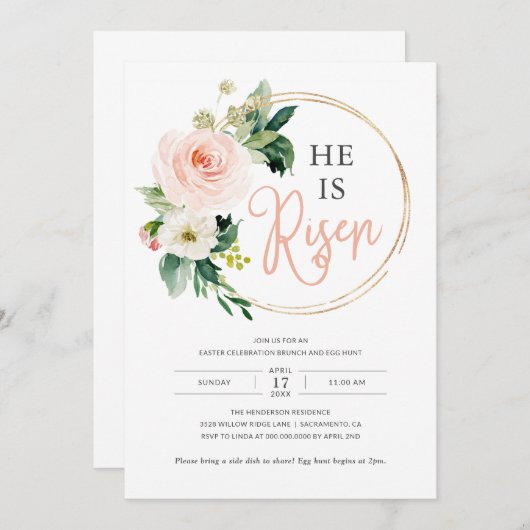 宗教的に彼はイースターブランチの卵の狩り上昇 招待状 (正面/裏面)