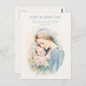 宗教的に祝福された母マリア赤ちゃんイエズフローラル ポストカード (正面/裏面)