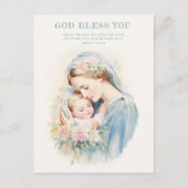 宗教的に祝福された母マリア赤ちゃんイエズフローラル ポストカード (正面)