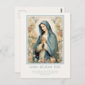 宗教的に祝福された母マリア・フローラルカトリック ポストカード (正面/裏面)