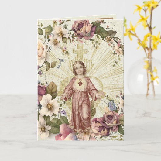 宗教的に神聖なハートのイエスフローラ聖なる書物、 経典 カード (黄色い花)