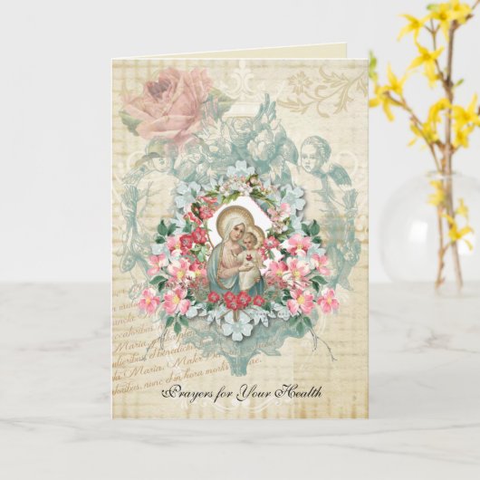 宗教的に良い取得ヴァージンメアリーカトリックカード カード (黄色い花)