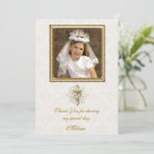 宗教的アイボリーダマスク写真カード サンキューカード (スタンド正面)