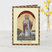 宗教的イエスグッドシェパード奨励聖なる書物、 経典 カード (黄色い花)