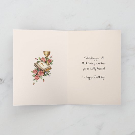 宗教的イエスグッドシェパード聖書ヴィンテージカード カード (内部)