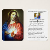 宗教的イエスハート葬儀記念祈りの言葉聖 (正面&裏面)