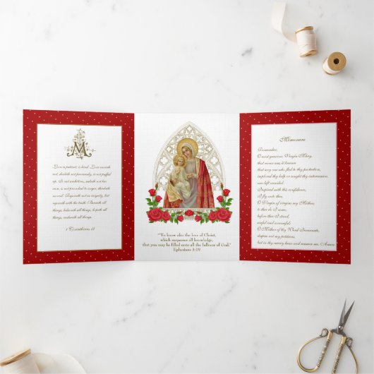 宗教的イエスヴァージンメアリヴィンテージバレンタイン 三つ折りカード (内部)