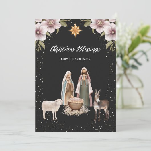 宗教的イエス出生クリスチャンのクリスマスカード シーズンカード (スタンド正面)