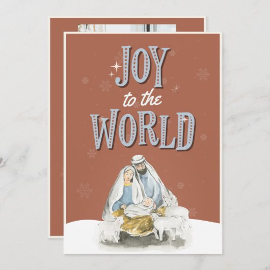 宗教的イエス・クリスマス家族の写真カード 招待状 (正面/裏面)