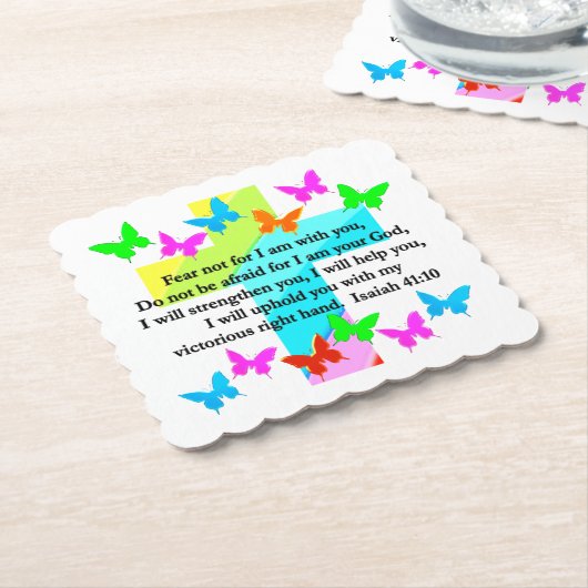宗教的イザヤ41:10聖なる書物、 経典節 ペーパーコースター (アングル)
