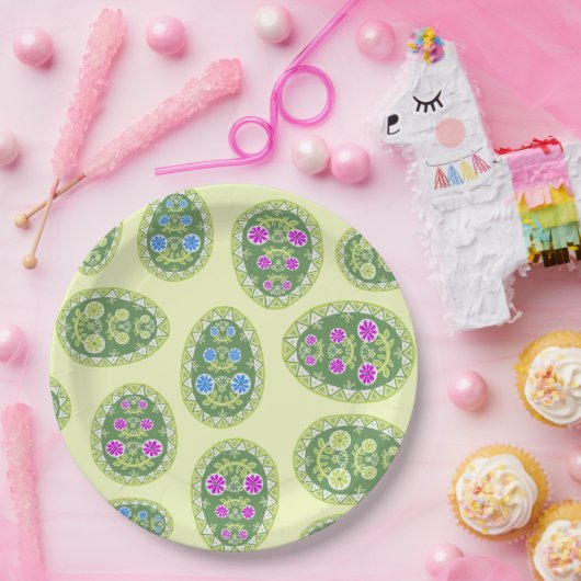 宗教的イベントイエローイースターエッグパターン ペーパープレート (パーティー)