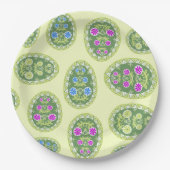 宗教的イベントイエローイースターエッグパターン ペーパープレート (正面)