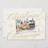 宗教的エレガントなクリスマス恵みのスクリプト写真 シーズンカード (正面)