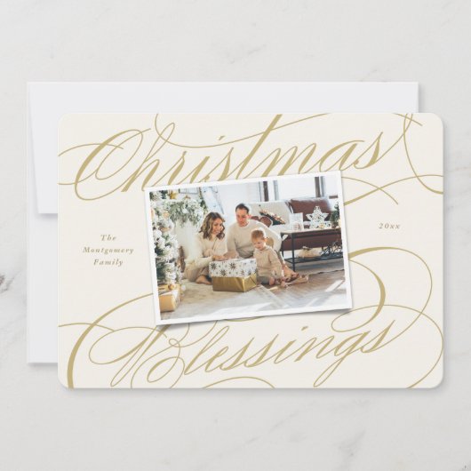 宗教的エレガントなクリスマス恵みのスクリプト写真 シーズンカード (正面)
