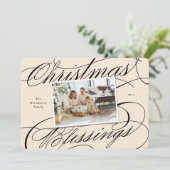 宗教的エレガントなクリスマス恵みのスクリプト写真 シーズンカード (スタンド正面)