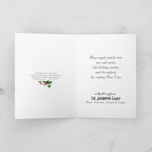 宗教的エレガントなゴールデンクリスマスエンジェル カード (内部)