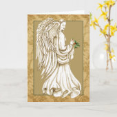 宗教的エレガントなゴールデンクリスマスエンジェル カード (黄色い花)