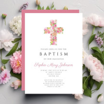 宗教的エレガントなピンクのフローラクロス洗礼