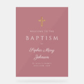 宗教的エレガントなピンクの女の子バプテスマ歓迎 アクリルサイン (正面)