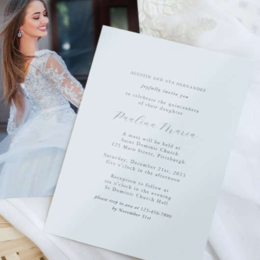 宗教的エレガントなフォーマルクインチェニェラ写真 招待状