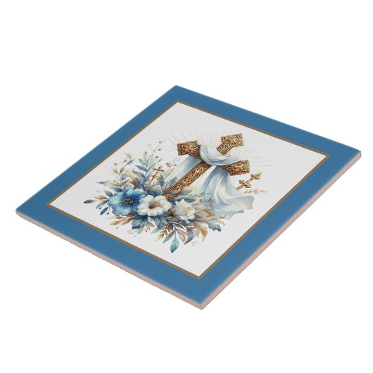 宗教的エレガントな十字花 タイル (側面)