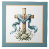 宗教的エレガントな十字花 タイル (正面)