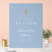 宗教的エレガントな青男の赤ちゃんバプテスマ歓迎 アクリルサイン (ウェディング)
