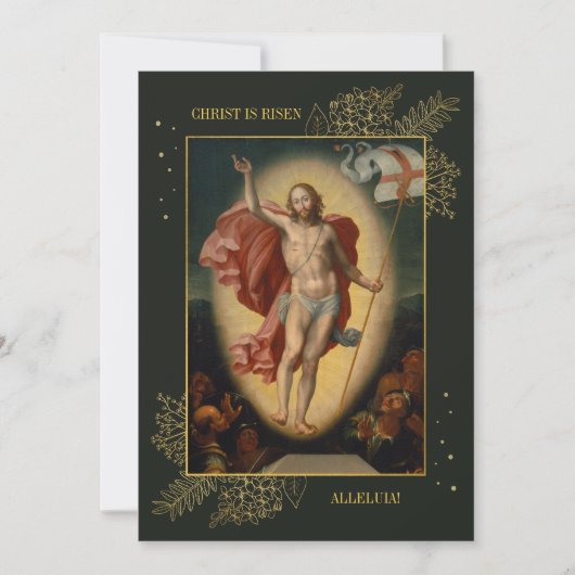 宗教的エレガントキリスト教イースターブランチ卵狩り 招待状 (正面)