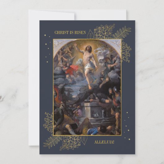 宗教的エレガントキリスト教イースターブランチ卵狩り 招待状 (正面)