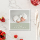 宗教的エレガントクロスセージ緑バプテスマ スタンダードカクテルナプキン (インサイチュ)