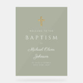 宗教的エレガントセージ緑の少年バプテスマ歓迎 アクリルサイン (正面)