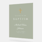 宗教的エレガントセージ緑の少年バプテスマ歓迎 アクリルサイン (傾斜)