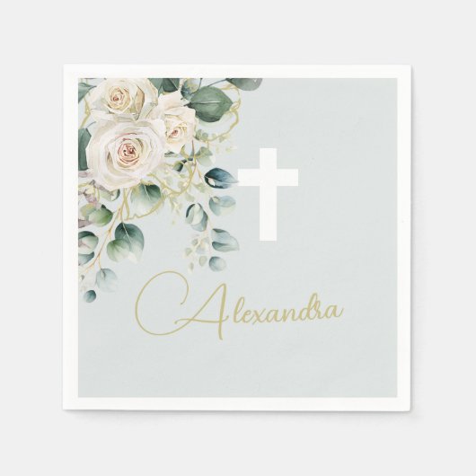 宗教的エレガントバラグリーンウォッシュクロス スタンダードカクテルナプキン (正面)