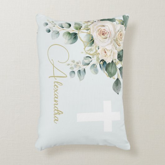 宗教的エレガントバラグリーンシンプルクロス アクセントクッション (正面(垂直))