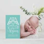 宗教的エレガントベビーフォトエンジェルクリスマスカード シーズンカード (スタンド正面)