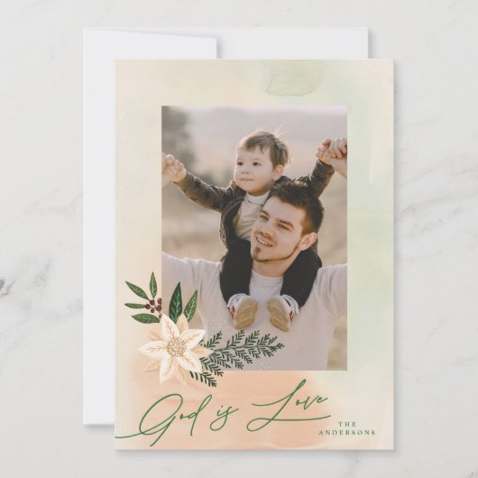 宗教的エレガント枠フローラ写真神は愛である シーズンカード (正面)