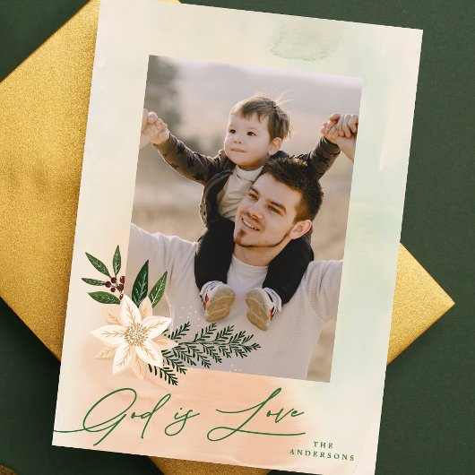 宗教的エレガント枠フローラ写真神は愛である シーズンカード