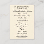 宗教的エレガント洗礼記念聖カード 名刺 (裏面)