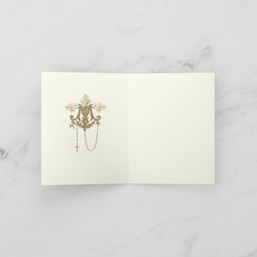 宗教的エレガント金ゴールドヴァージンメアリーリリー カード (内部)