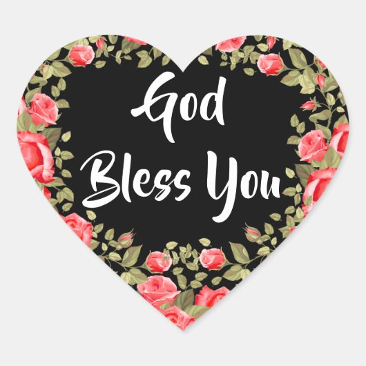 宗教的カトリックフローラ書道レッドローズ ハートシール (正面)