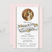 宗教的カトリックブライダルシャワーピンクフローラ 招待状 (正面/裏面)